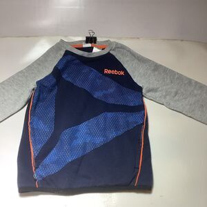 Reebok Sweater Boy  5t Blue Gray Pullover Logo Loose Outdoor Cotton Solid Kids